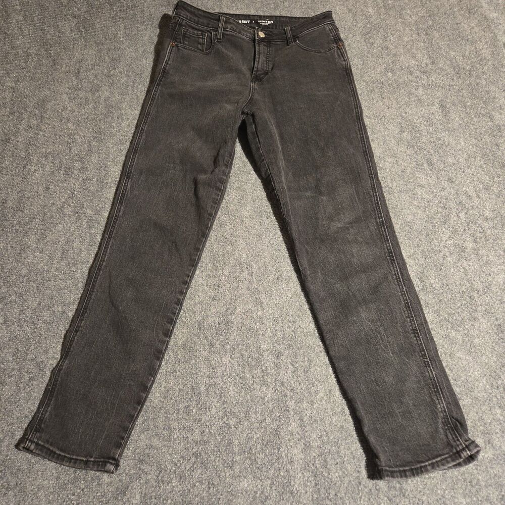 Old Navy Denim Jeans Womens 4 Black Vintage Slim Stretch Straight